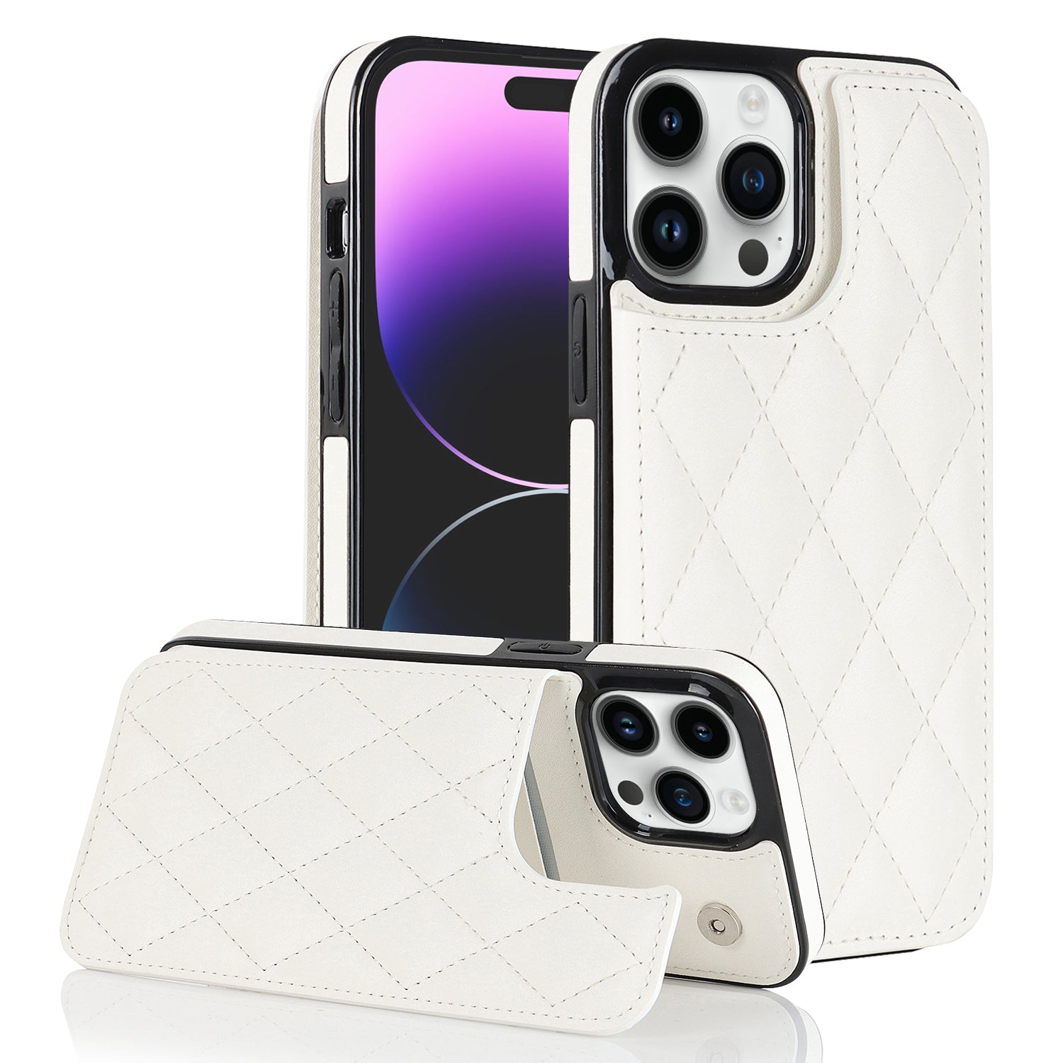 PU Leather TPU Phone Cover for iPhone 14 Pro Max Stitching Line Kickstand Card Holder Phone Case PU Leather TPU Phone Cover for iPhone 14 Pro Max Stitching Line Kickstand Card Holder Phone Case
